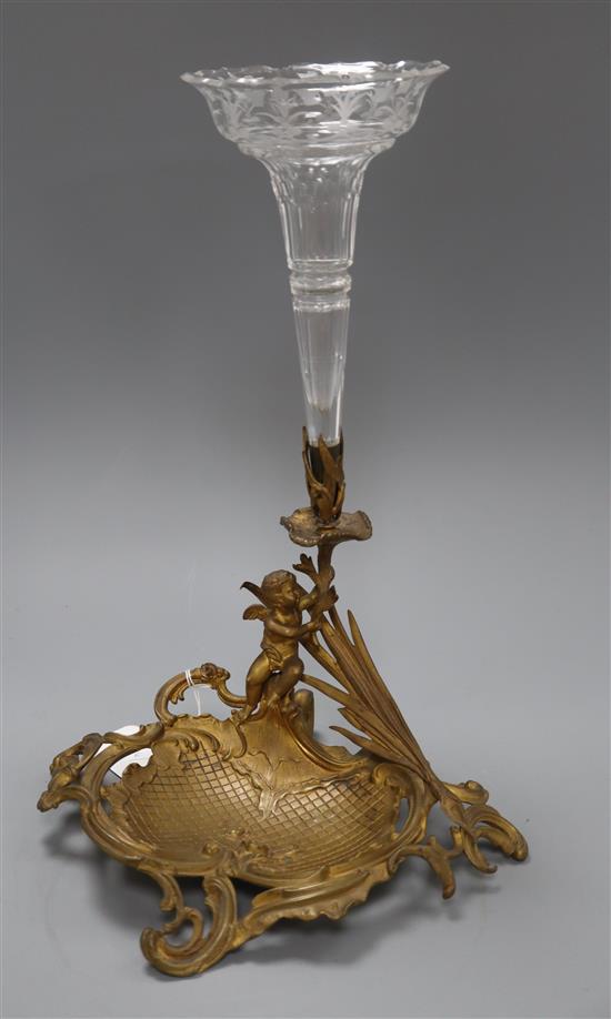 A 19th century decorative French ormolu one flute epergne height 38cm